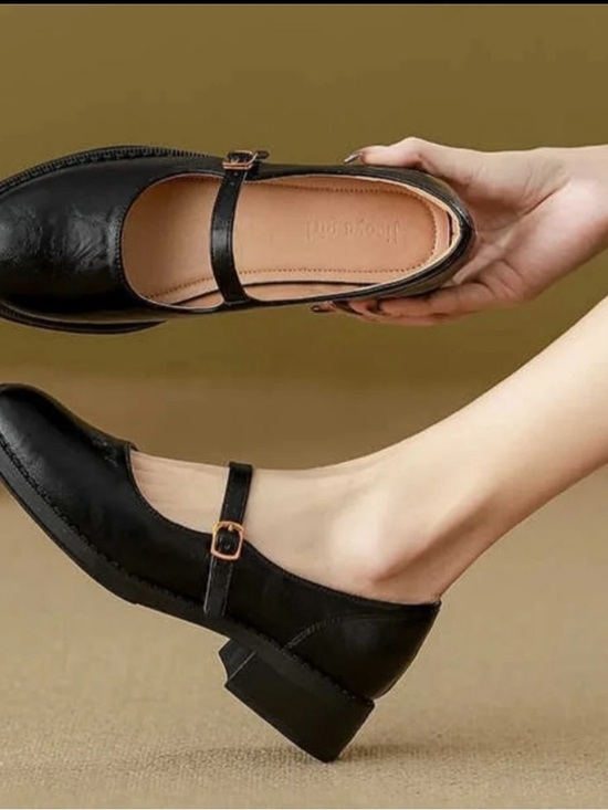 Shoes - Classic Black Mary Jane Low Block Heel Shoes